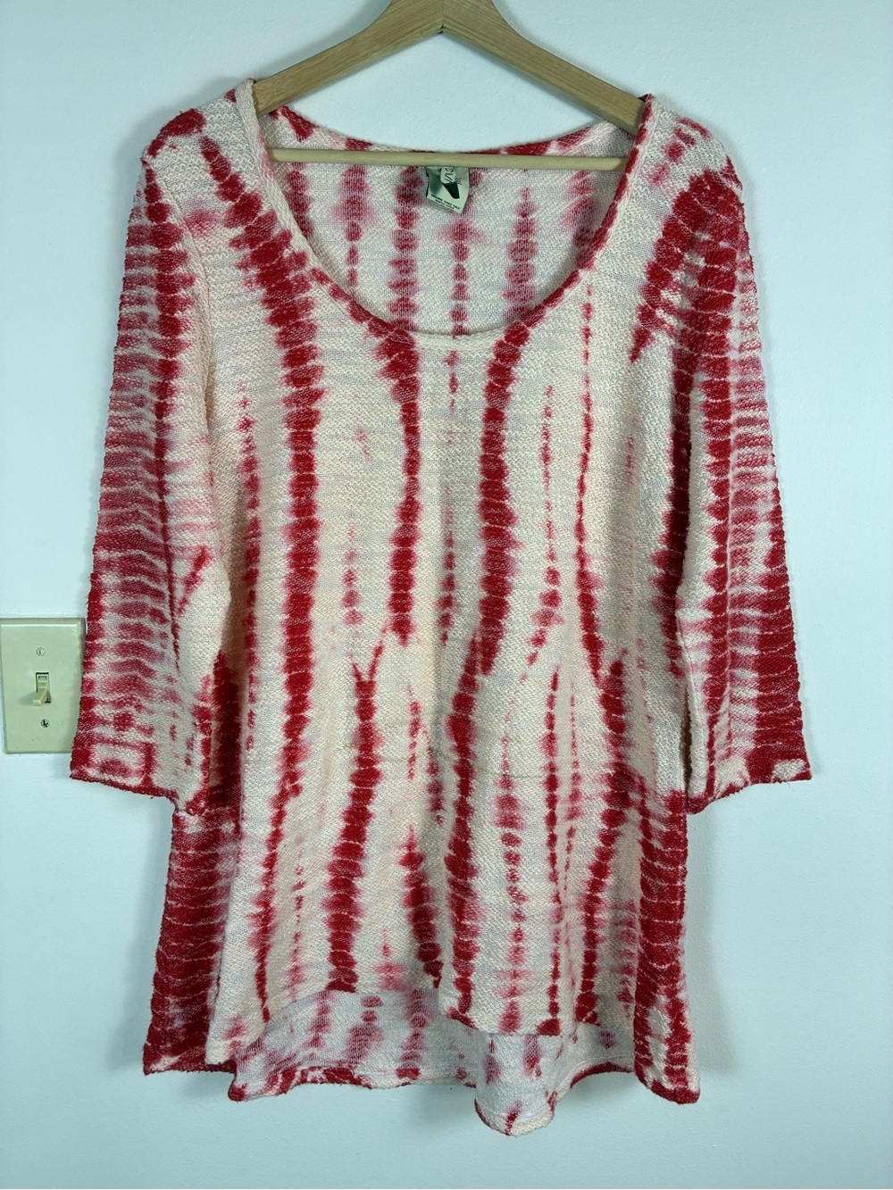 XCVI Sweater Top XL Tie Dye Knit Tunic 3/4 Sleeve